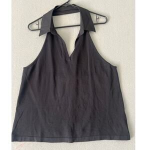 Tuckernuck Nadia Halter Top Womens XL Black Polo Collar